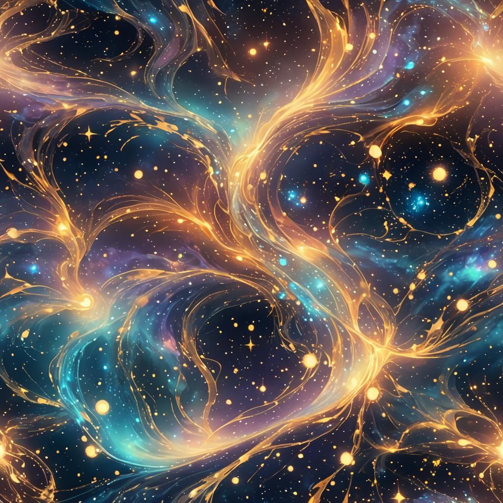 Glowing Liquid Starry Night Sky in Anime Style