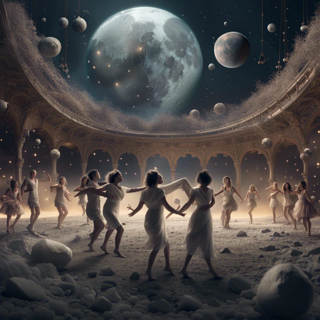 People dancing on the moon