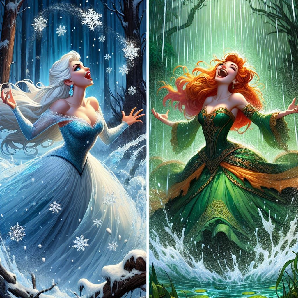 Two Women in Realms of Ice and Forest