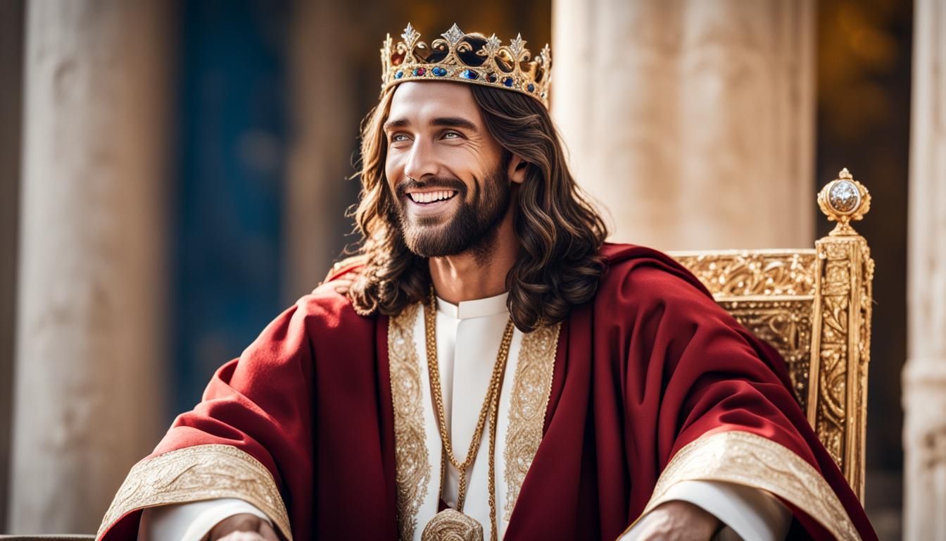Realistic Jesus Christ in Royal Red Robes