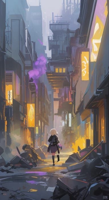 Colorful Street Art Splash Screen in Dark Fantasy Style