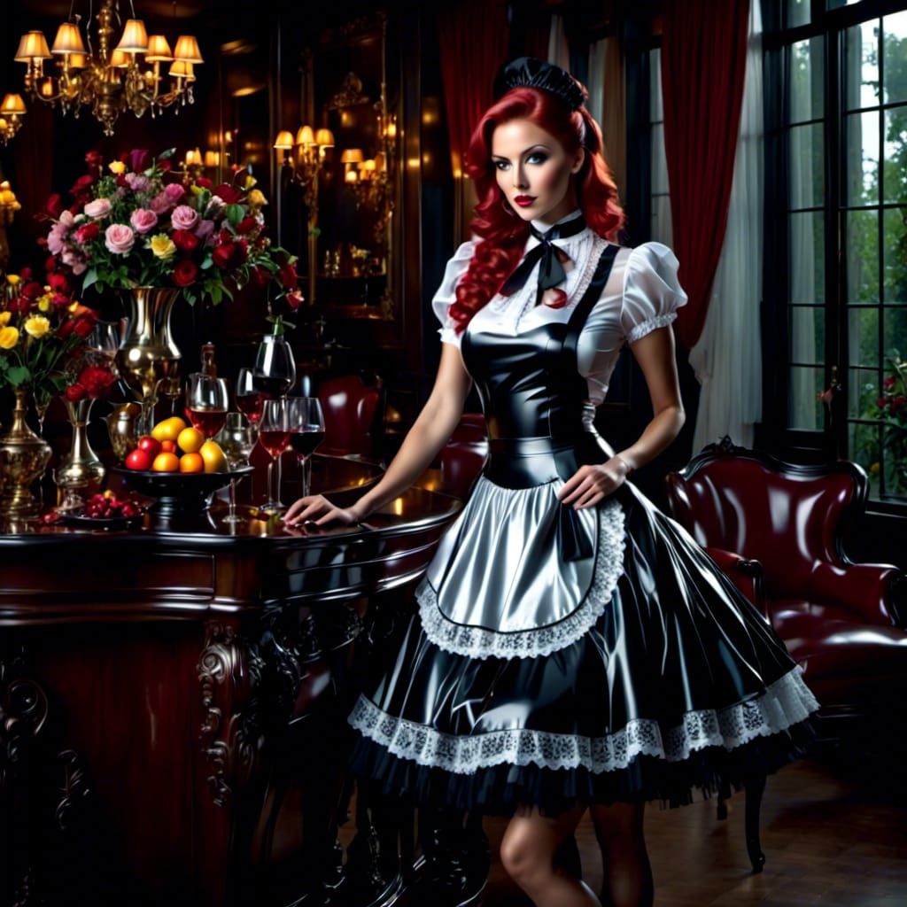 French Maid in See-Through Latex Dress