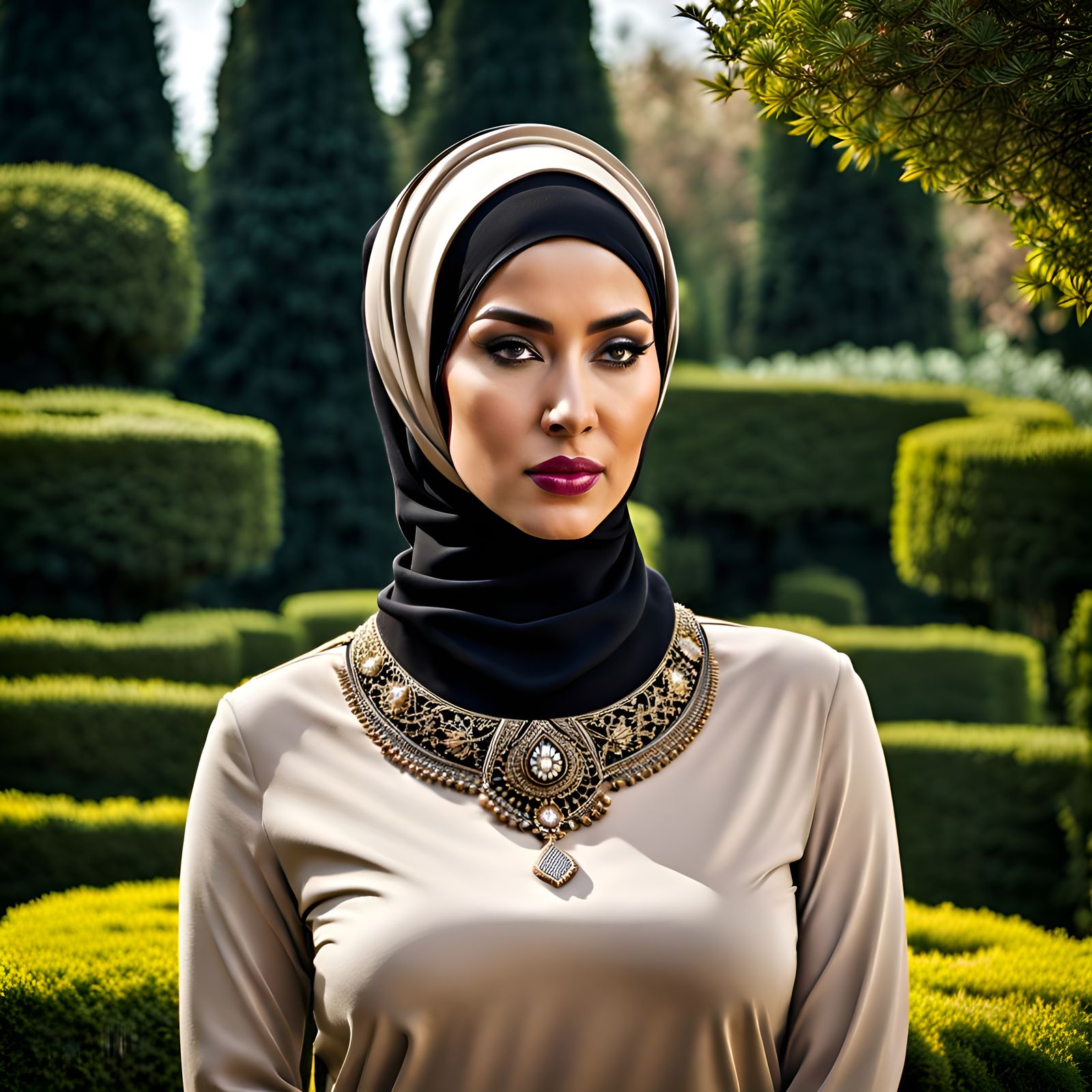 Portrait of Woman in Hijab with Jewelry