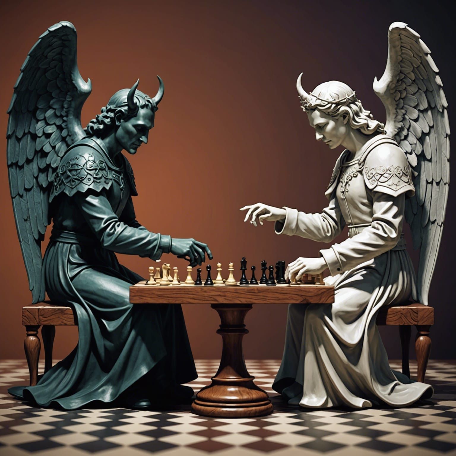 Angel and Devil Play Chess
