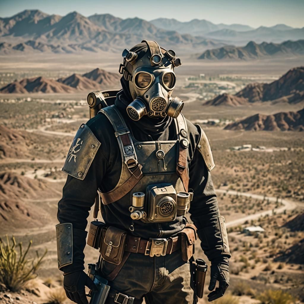 NCR Ranger Overlooking New Vegas in Mojave Desert