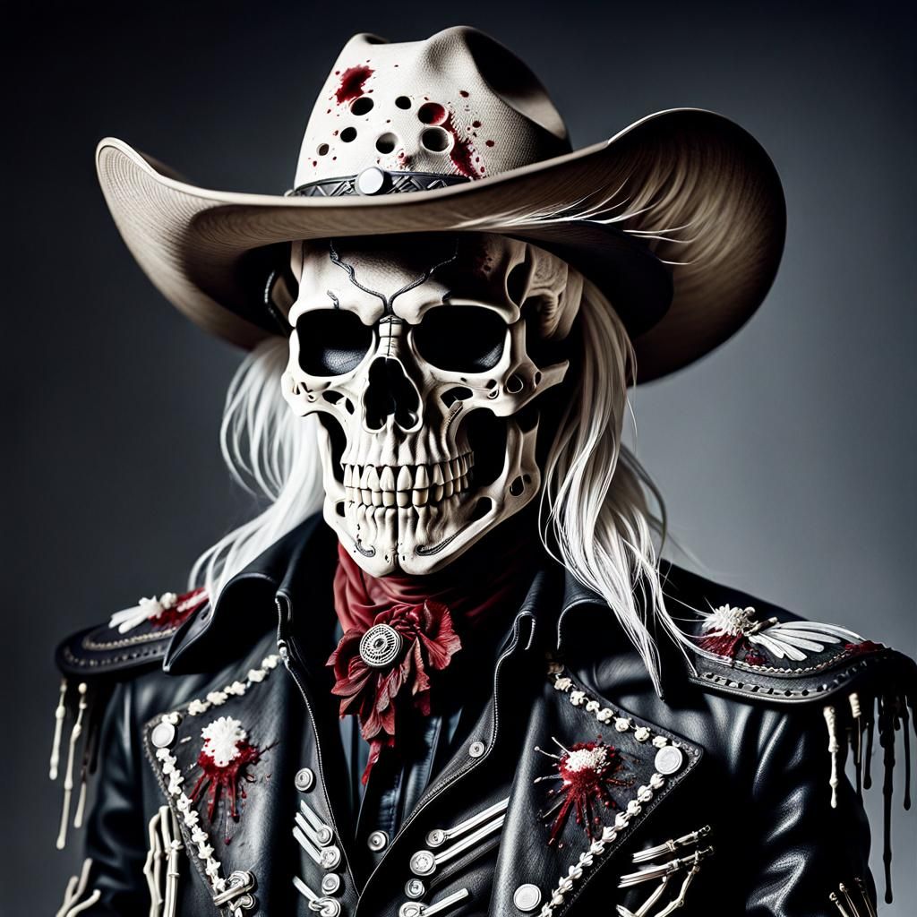 Blackened Skeleton Cowboy in Photorealistic Portrait