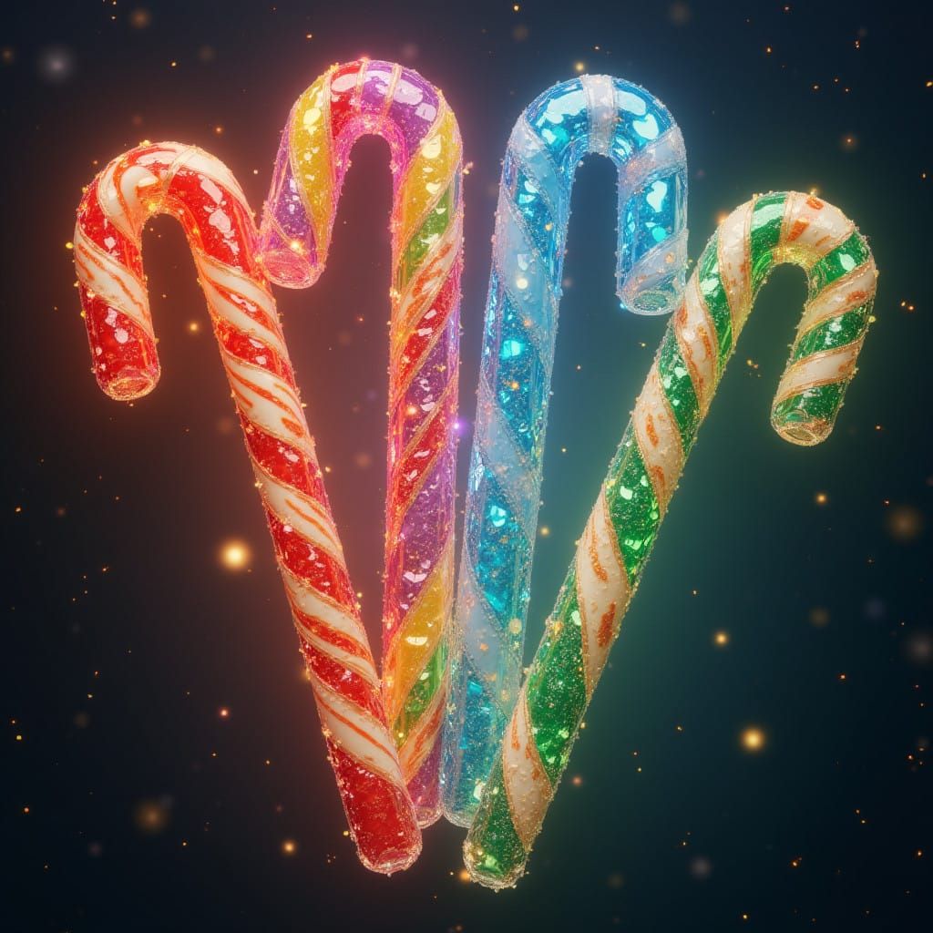 Vibrant Candy Canes Illuminated by Enchanted Magic