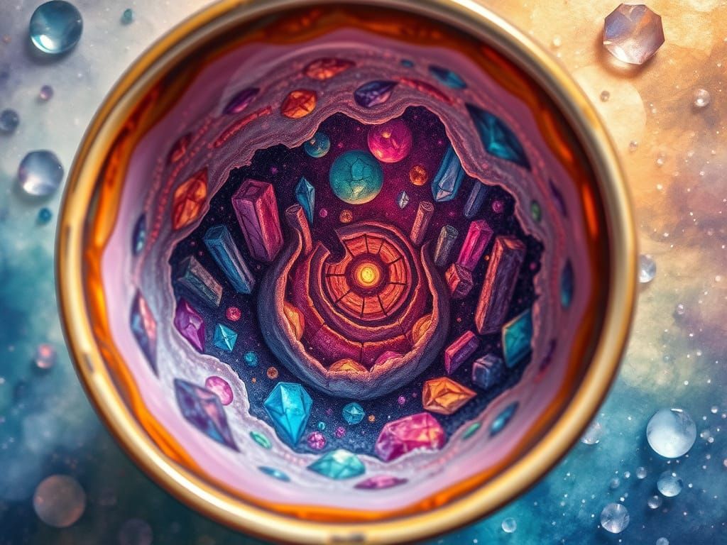 Ethereal Fantasy Maze Inside a Cup: A Vibrant, Dreamlike Sce...