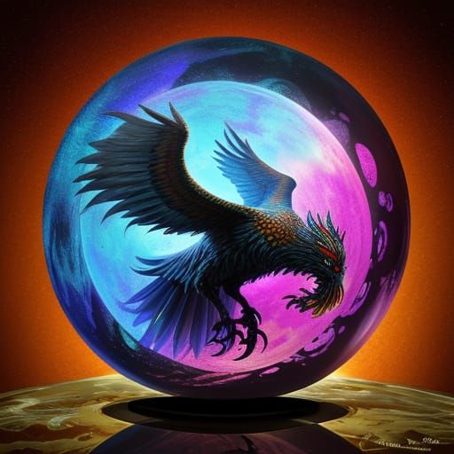 Phoenix Orb in Doll's Tear: Surreal AI Art