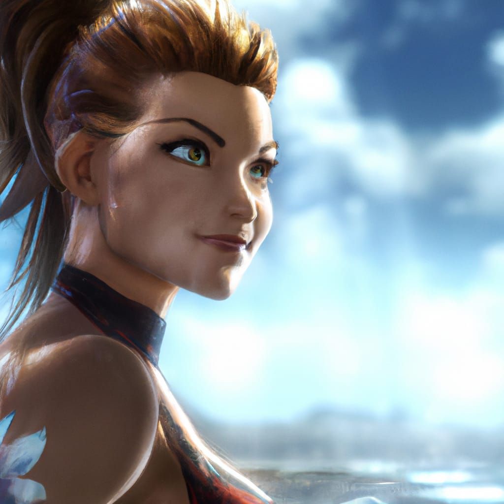 Ethereal Bodybuilder Portrait in Japanese Illustration Style