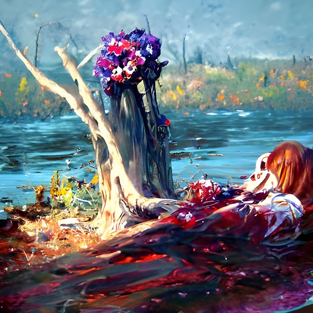 The trees are covered with flowers going from scarlet and or...