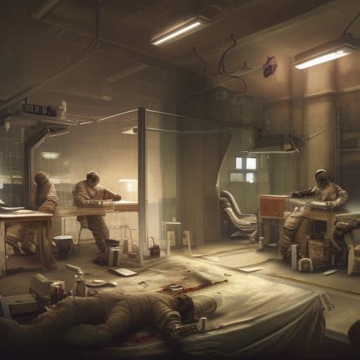 Disturbing Operation Room Scene: Detailed Digital Art