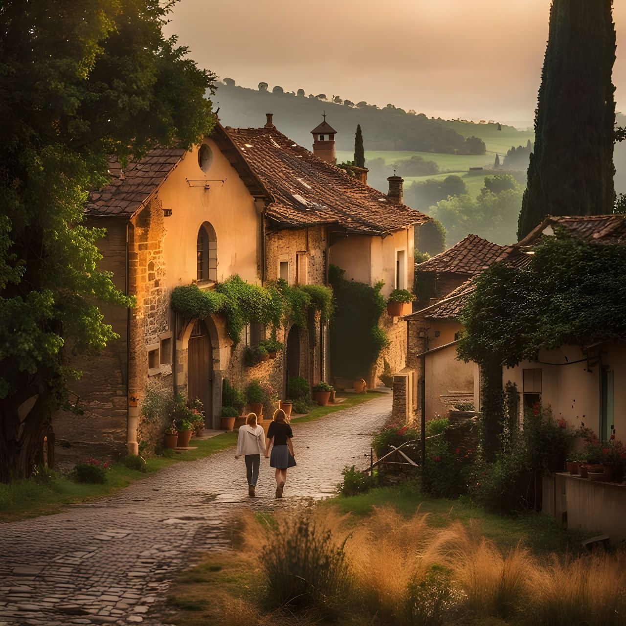Fairytale Tuscany Village at Golden Hour