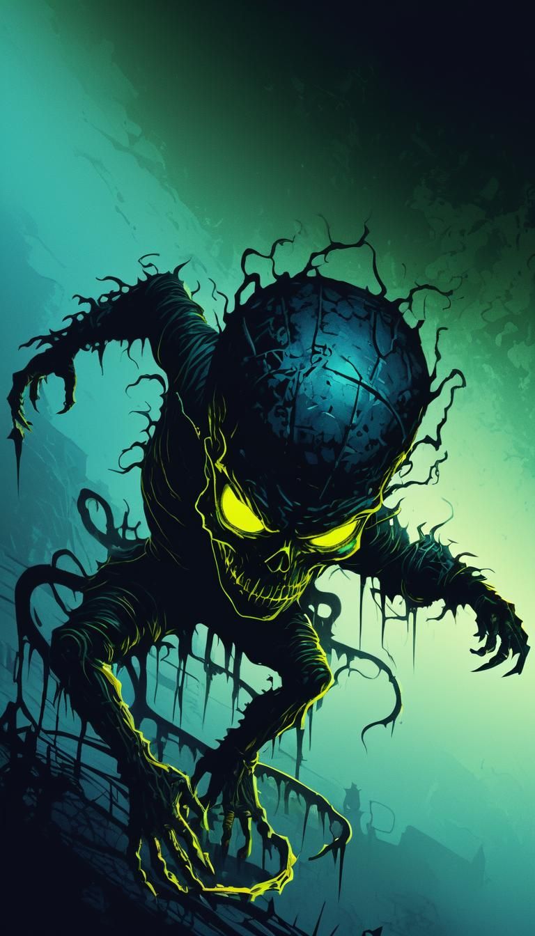 Dark Fantasy Nightmare in Retro Neon Shadows