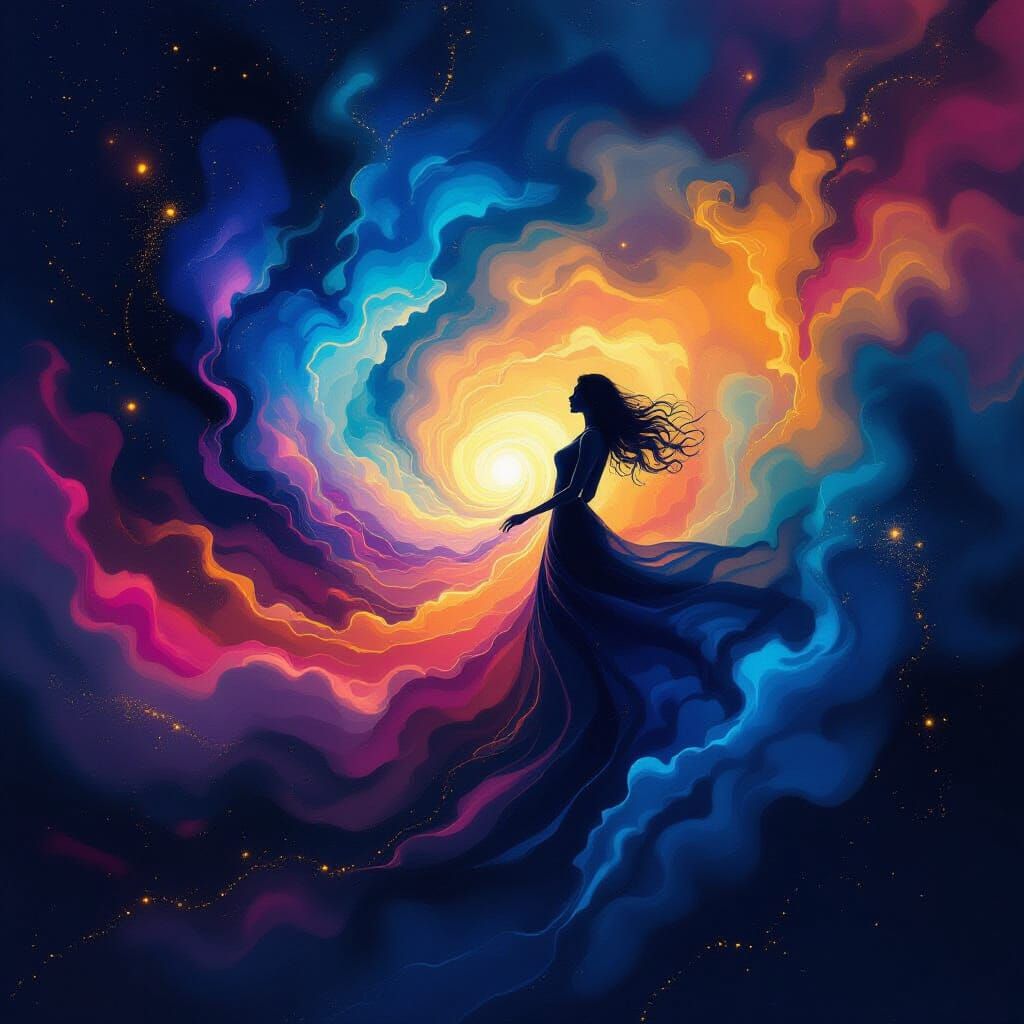 Cosmic Dance of Emotions in Airbrushed Style