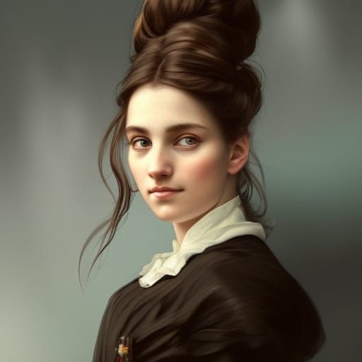 Victorian Maid Portrait in Hyperdetailed Style