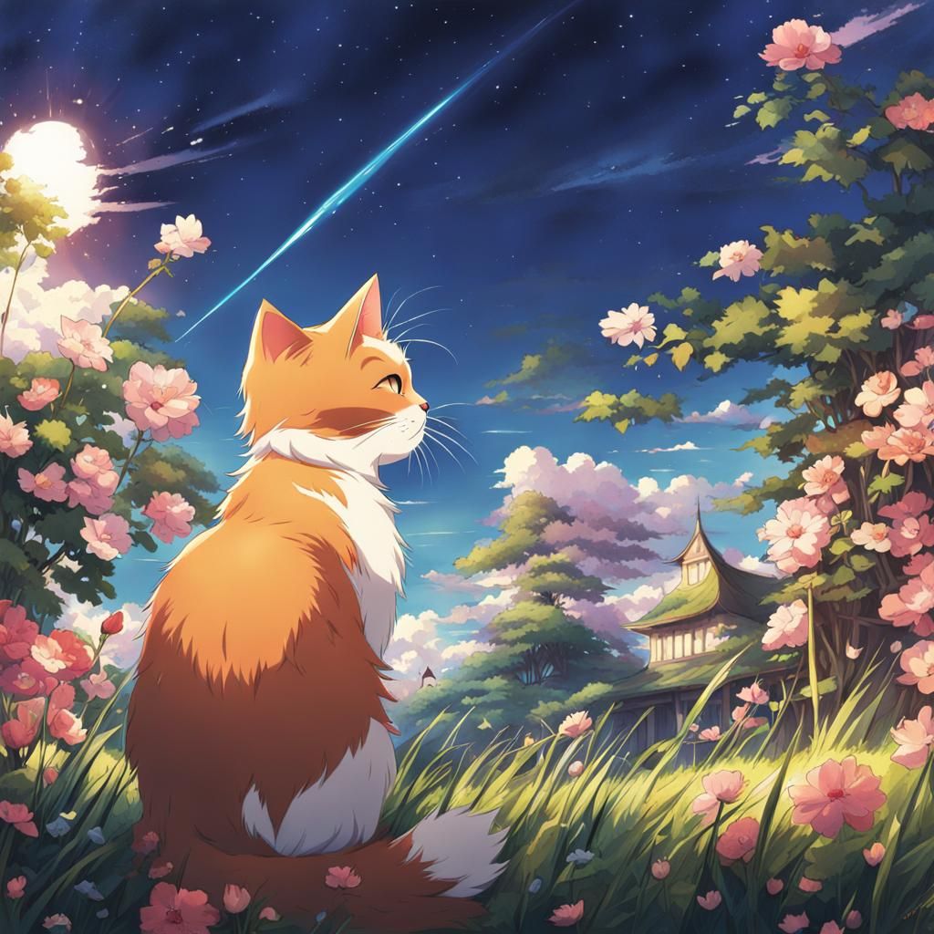 Anime Style Cat Illustration
