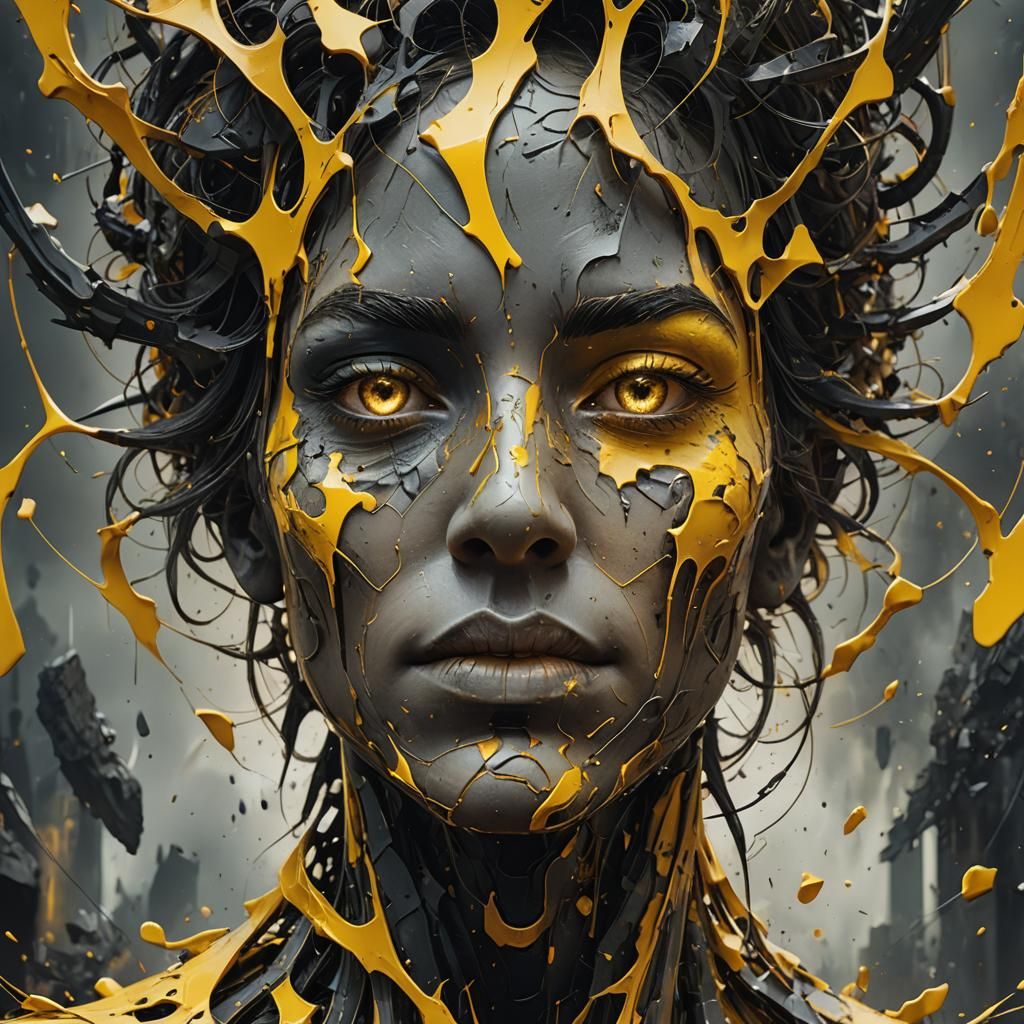 Abstract Yellow Face: Detailed Matte Painting