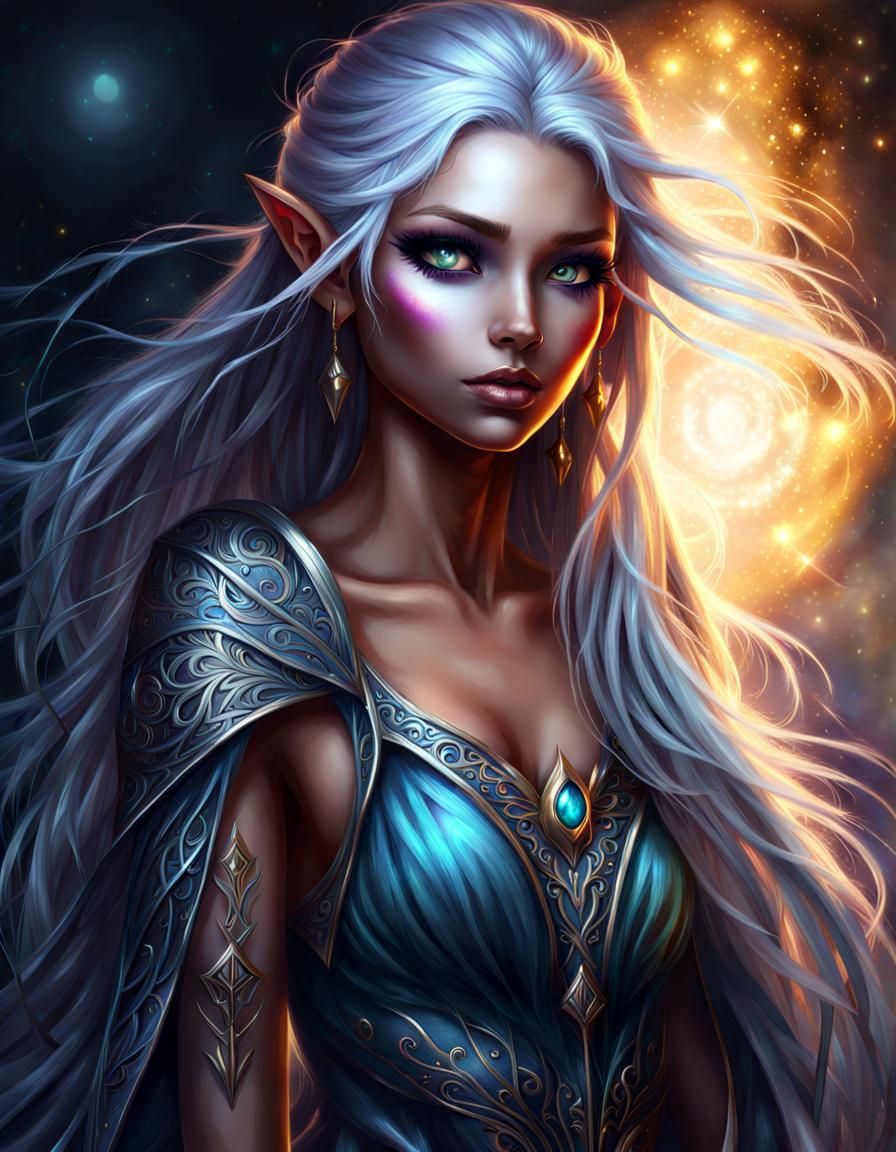 Mysterious Dark Elf Portrait in Digital Art Style