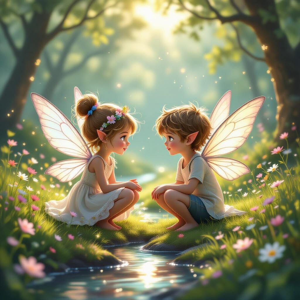 Magical Fairy Couple Meeting in Enchanted Grove