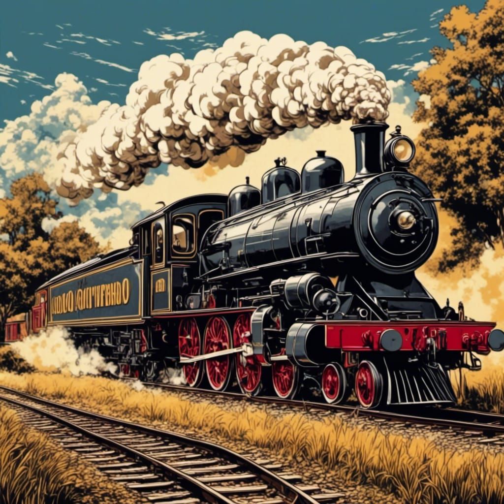 A medium shot of a vintage steam locomotive