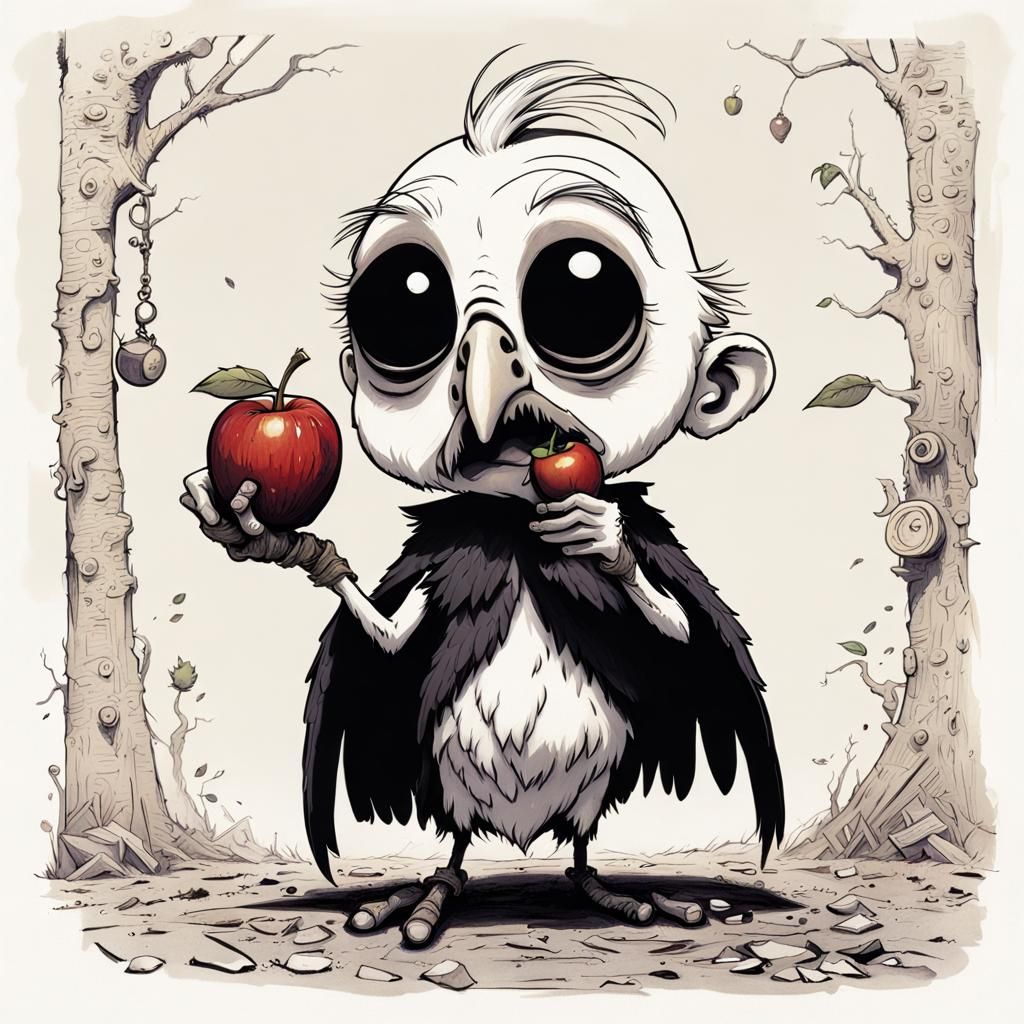 Chibi Character Enjoying an Apple