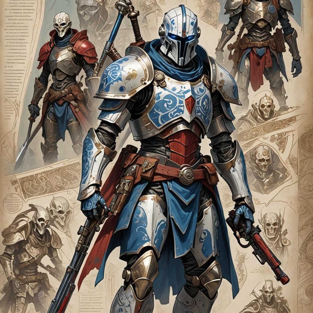 Warforged Gunslinger Concept Art in Romantic Academia Style
