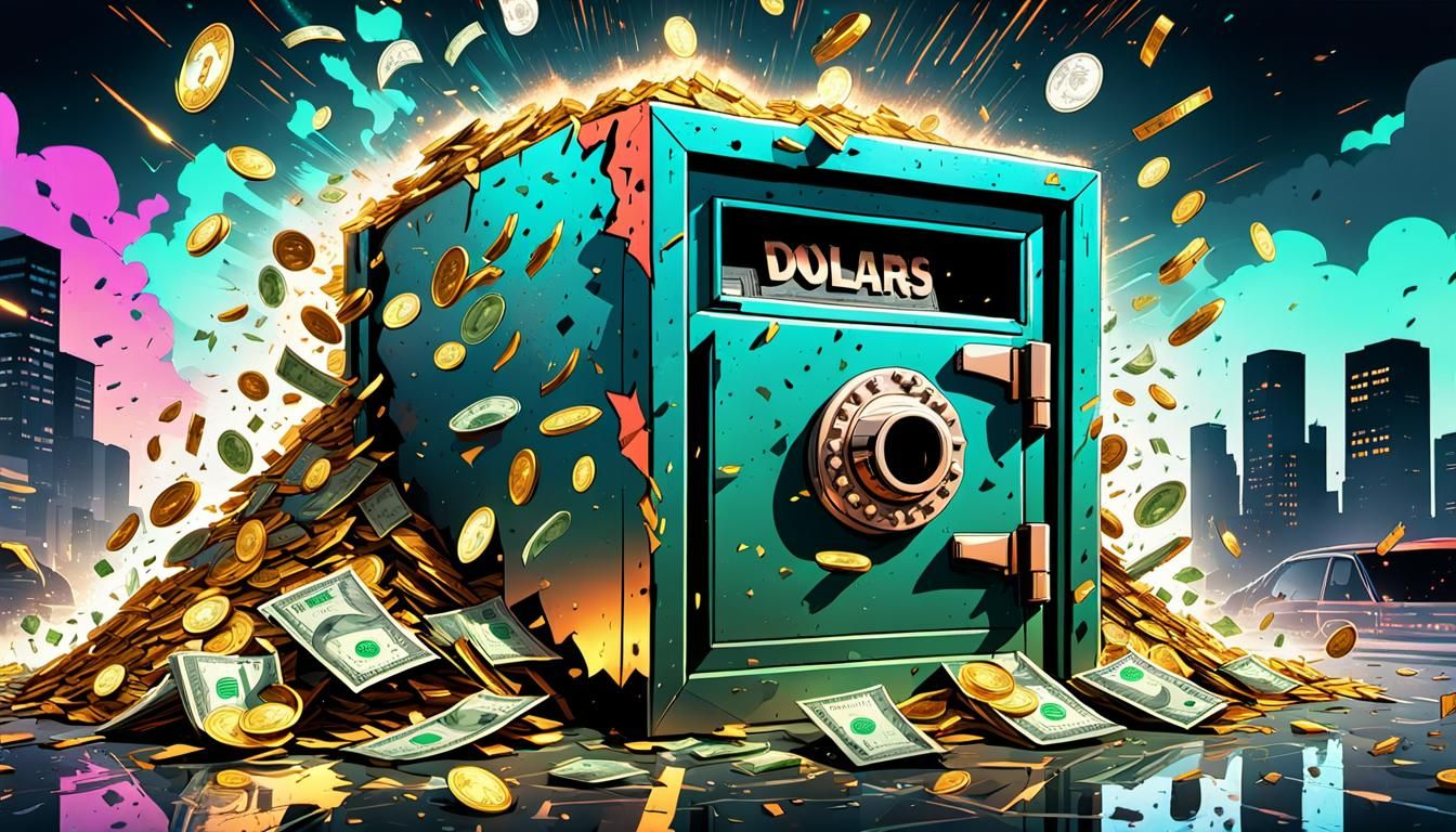 Dynamic Comic Book Safe Bursting with Dollars