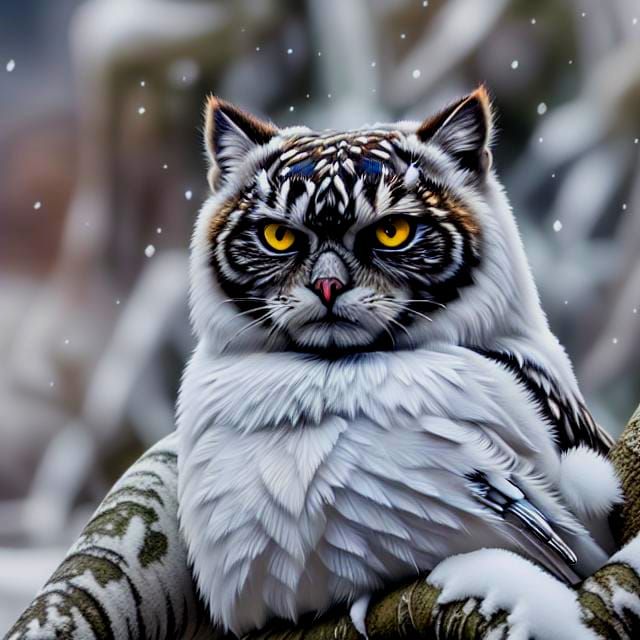 Adorable Wild Cat in Snowy Landscape