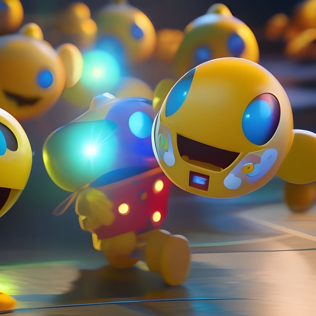 Chibi Ms. Pac-Man Chasing Ghosts as 3D CGI