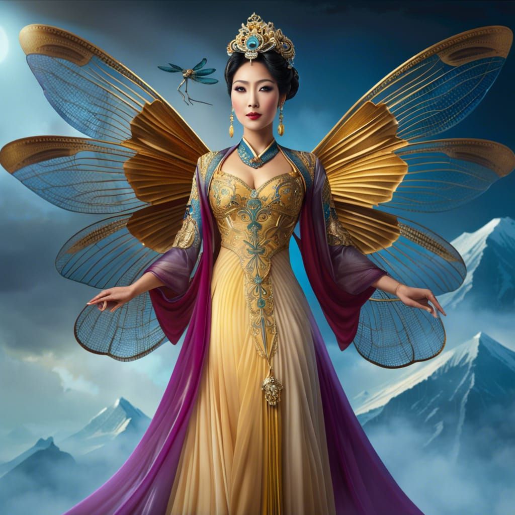 Dragonfly Enchantress Dancing in Golden Temple