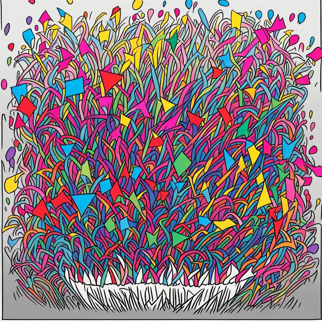 Abstract Birthday Party in Julie Mehretu Style