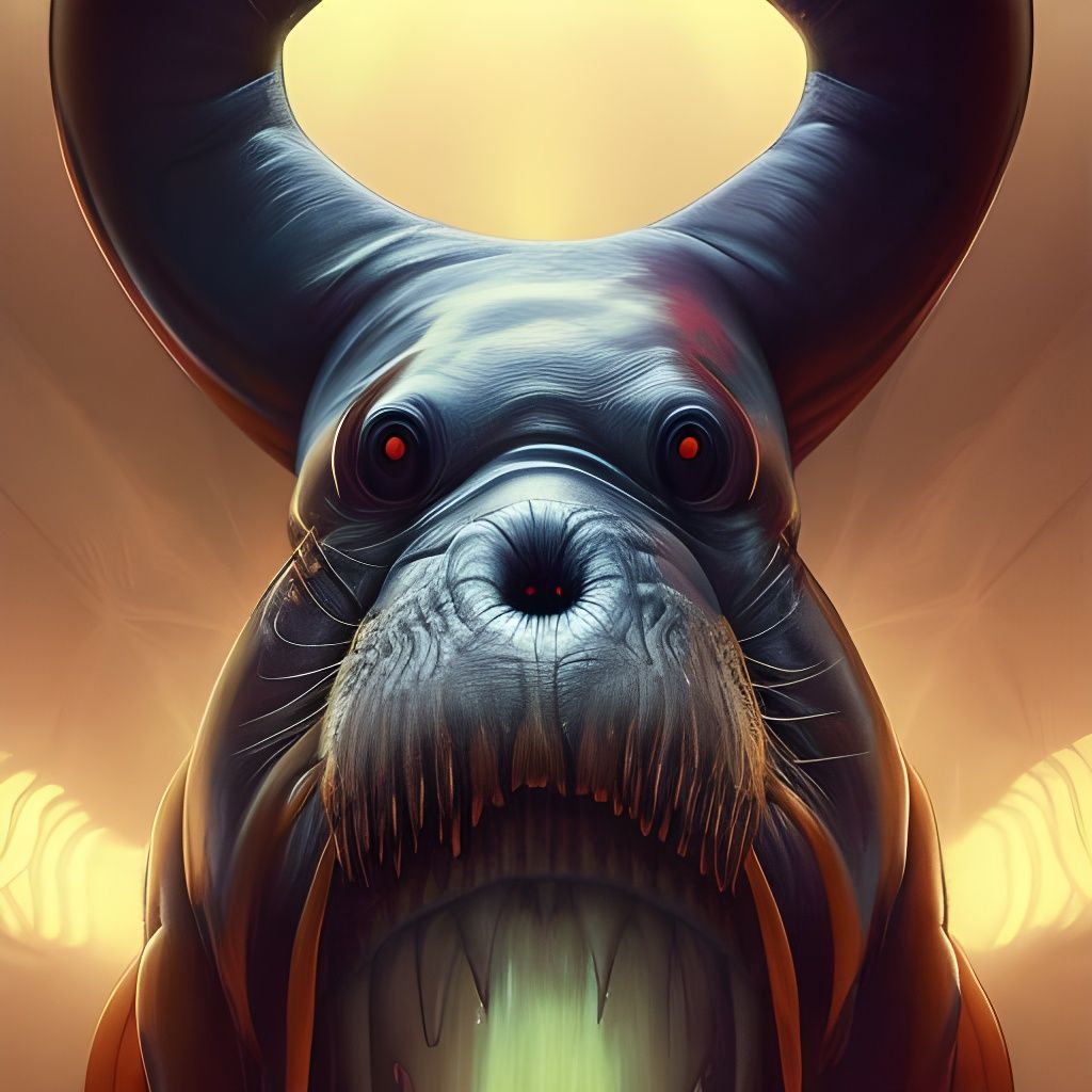 Demonic Eldritch Walrus Portrait in Trending Digital Art