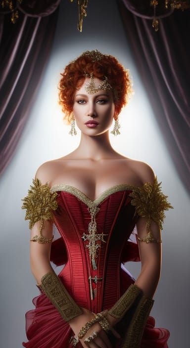 Red-Haired Goddess Portrait in Hyperrealistic Style