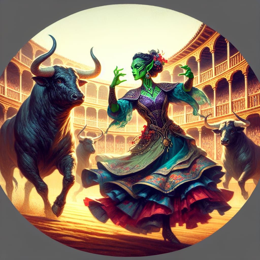 Gamora Flamenco Dance in Bullring: Matte Painting