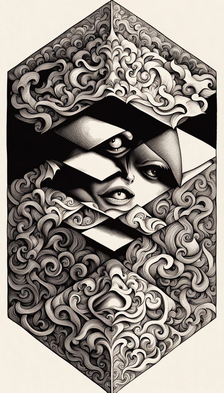 Optical Art Geometry Inspired by M.C. Escher