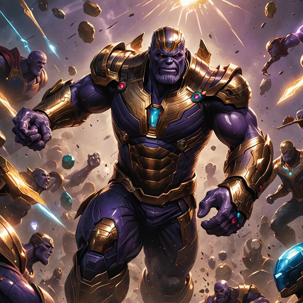 Thanos in Epic Battle: Comic Book Art