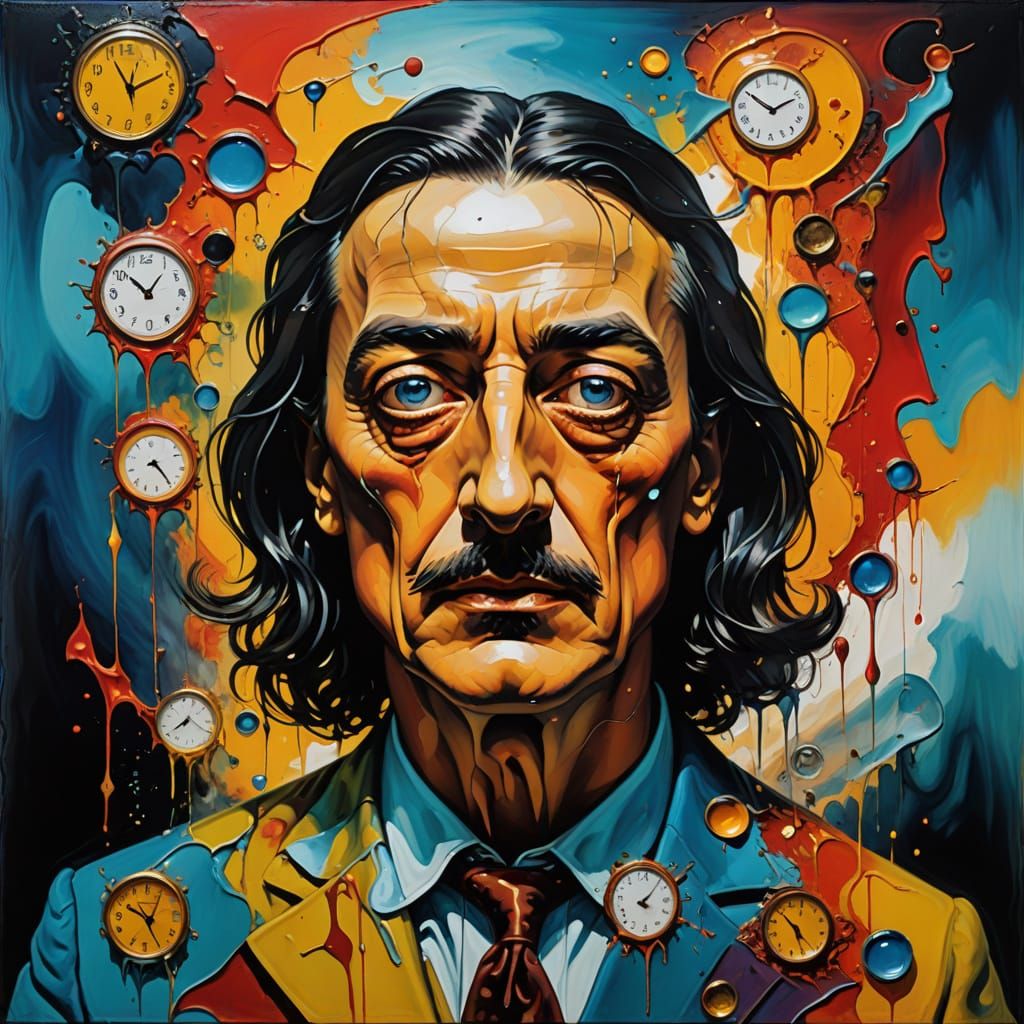 Surreal Portrait of Emotional Turmoil in Vibrant Colors