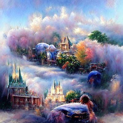Ethereal Fantasy Landscape in Kinkade Style