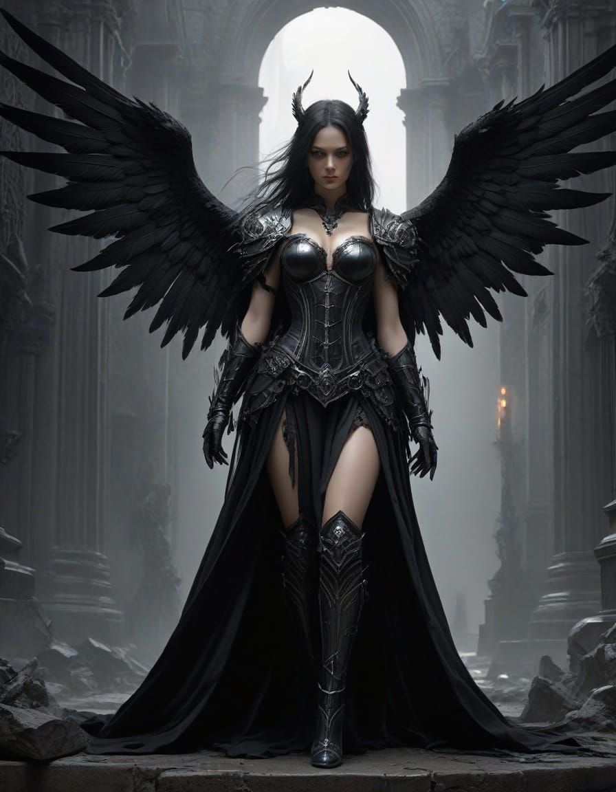 Dark Angel in Ruined City