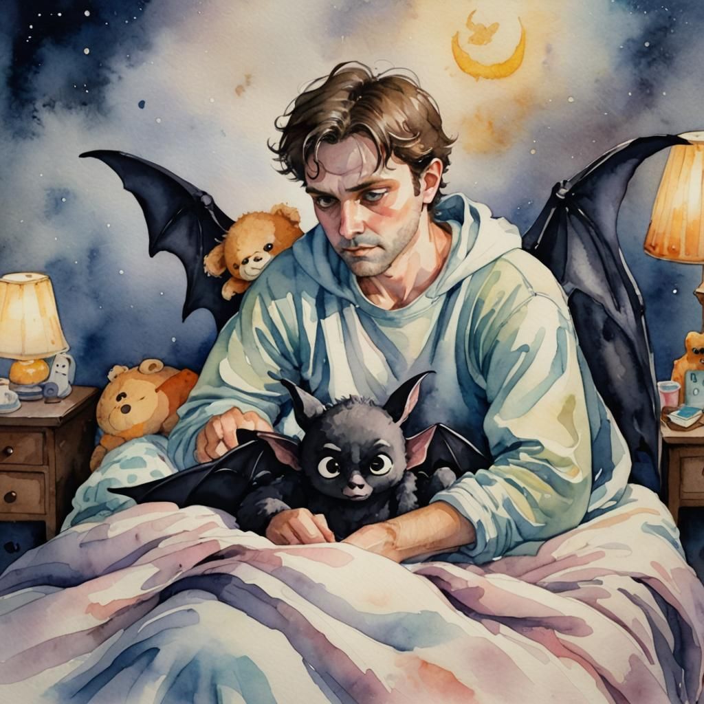 Nightmare Scene in Watercolor Style