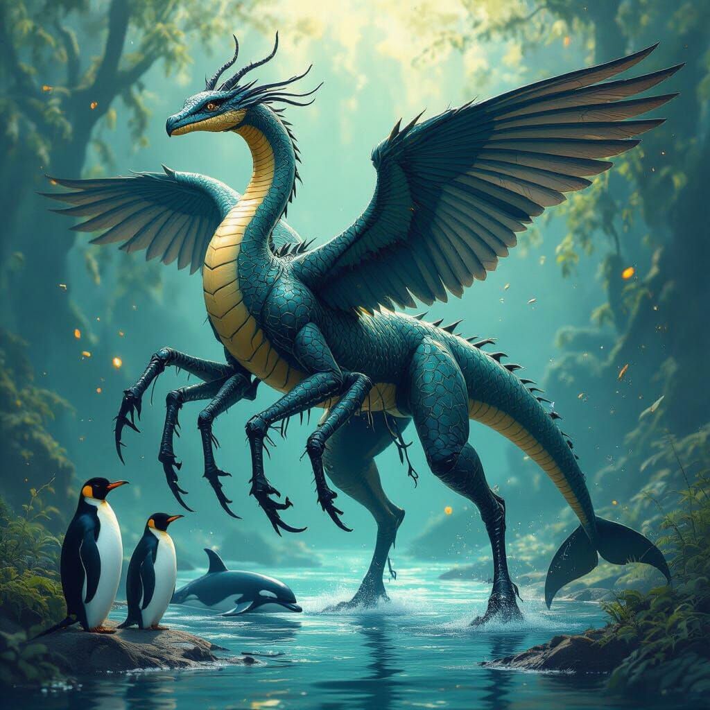 Hybrid Serpent Beast in Detailed Matte Painting Style