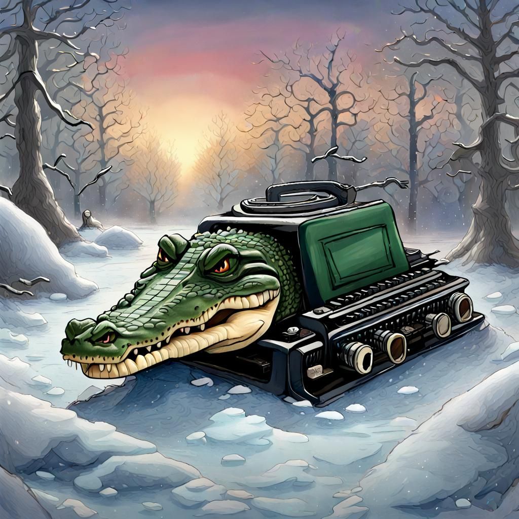 Crocodile Typewriter Hybrid's Cold Reality: Crayon Art