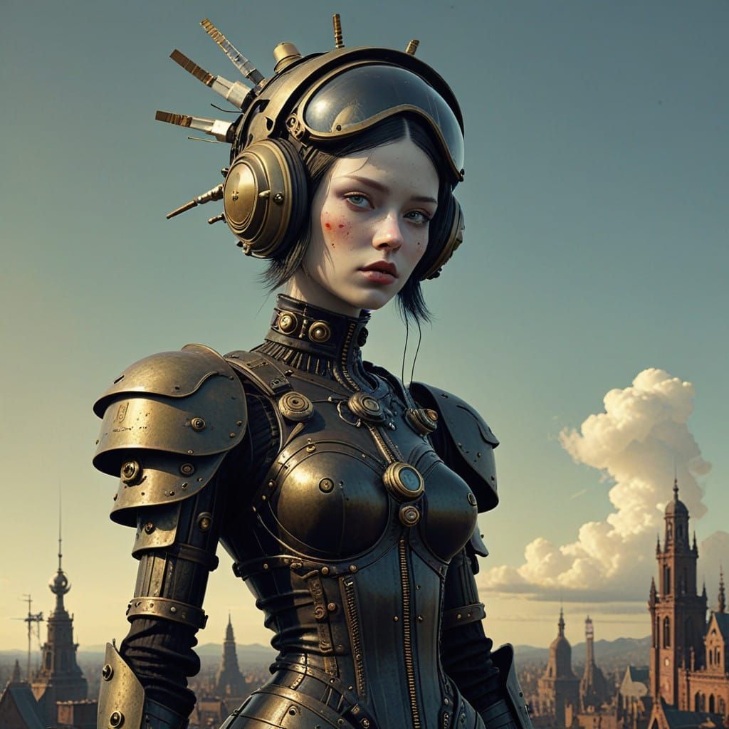 Surreal Futuristic Goddess in Neon Cyberpunk Style