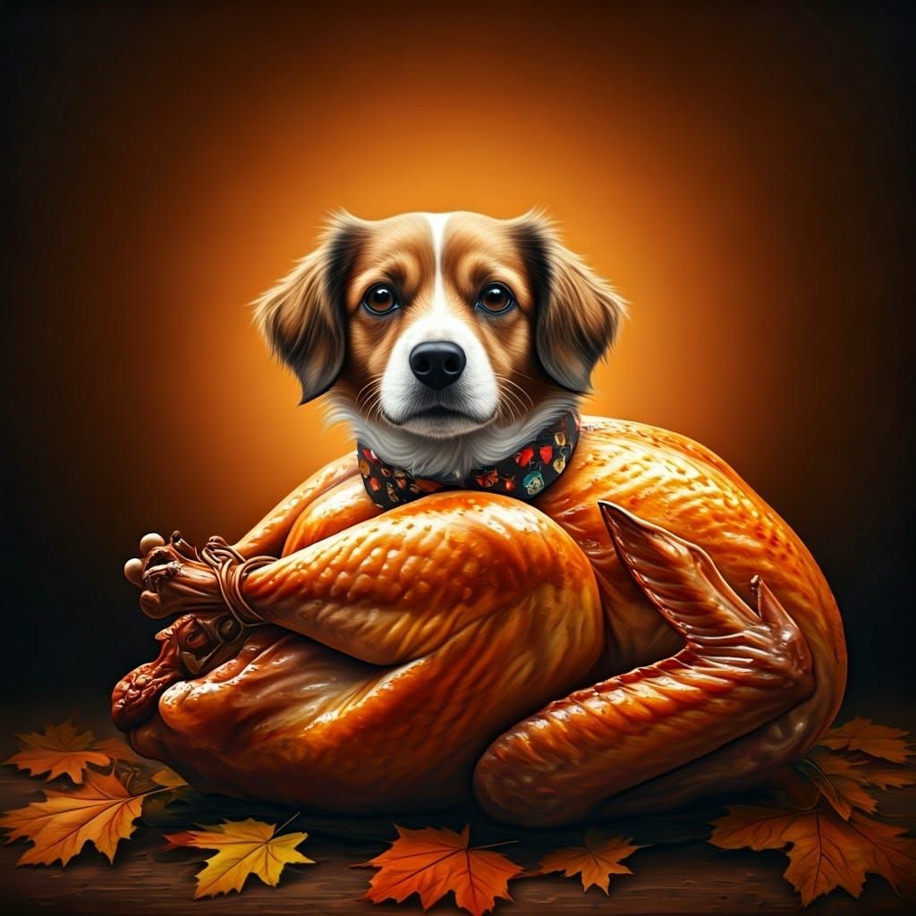 A Whimsical Dog Meets Thanksgiving in Warm, Vibrant Colors