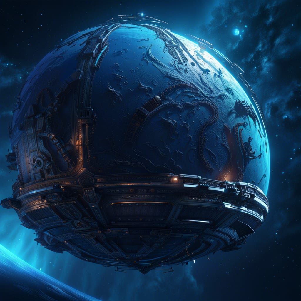 Blue Horizons in Space: Dark Fantasy Concept Art