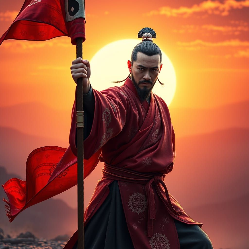 Shaolin Kung Fu Master at Sunrise, Matte Painting