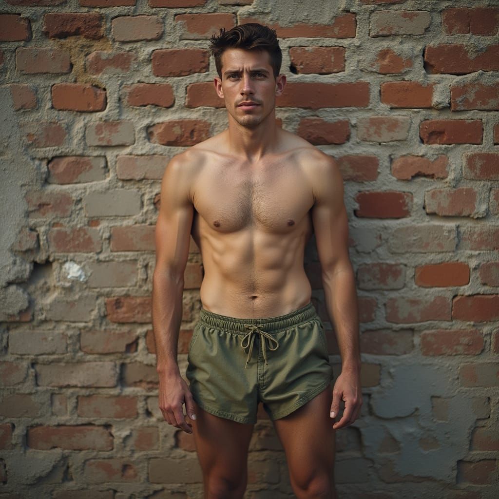 World War Two Soldier in Running Shorts: Photo Portrait