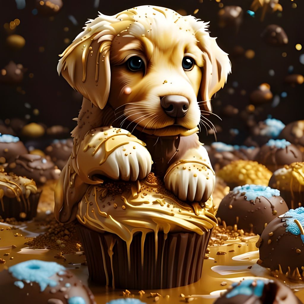 Surreal Cupcake Puppy Robot Composite Image