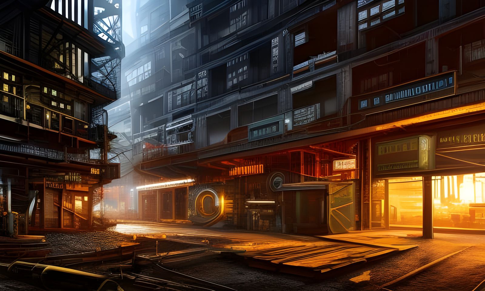 Detailed Industrialpunk Village Digital Masterpiece